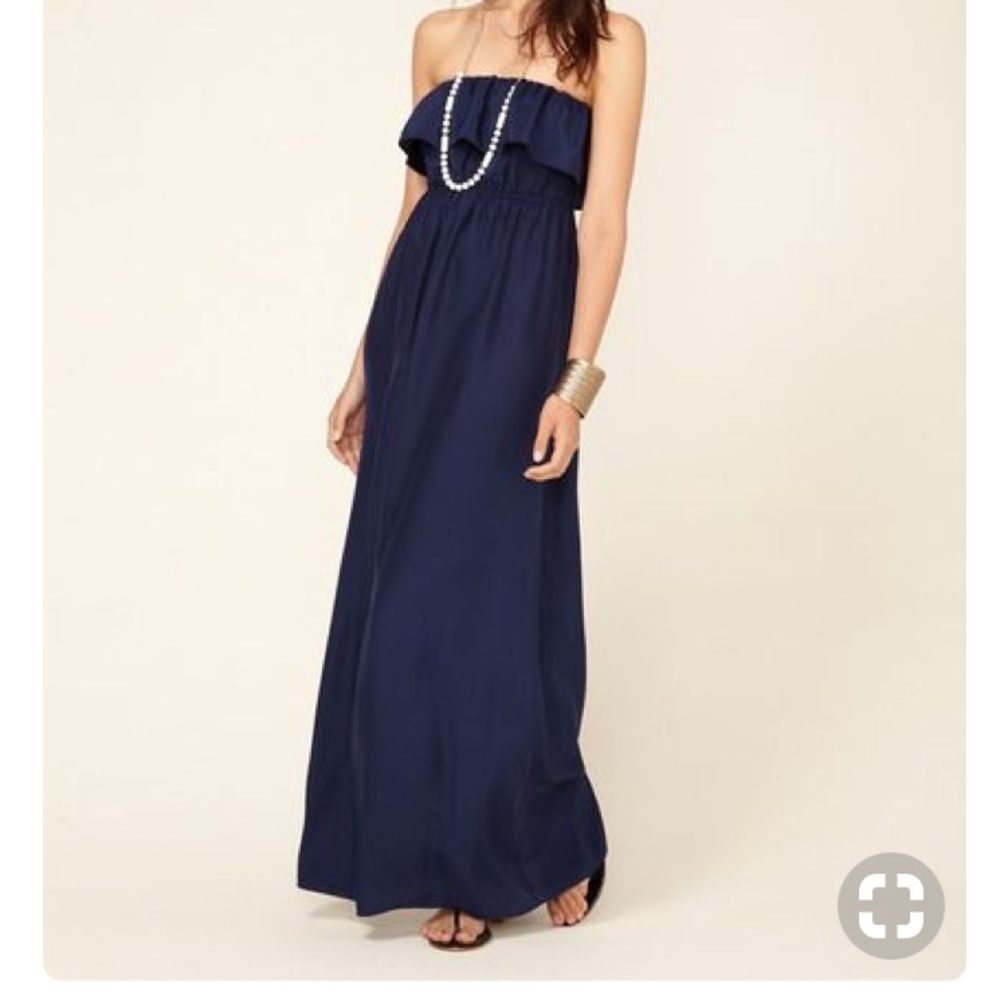 Alice & Trixie Charity Navy Silk Maxi Dress M/4
